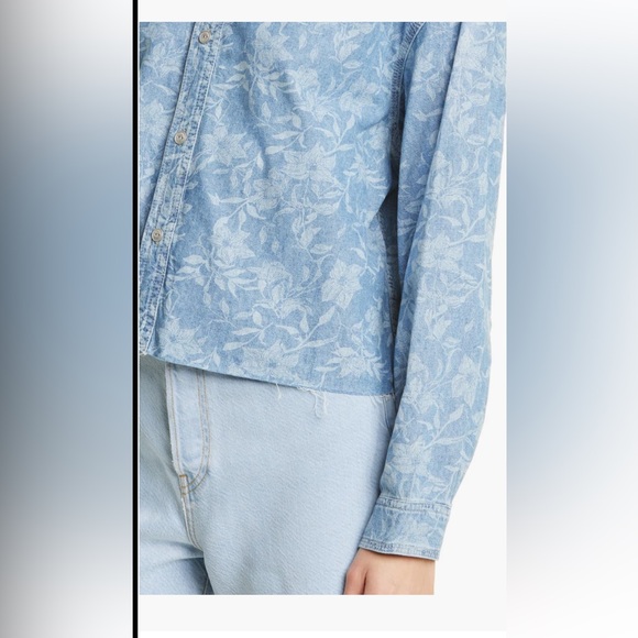 Rag & Bone Floral Oversize Crop Denim Shirt - Picture 4 of 9